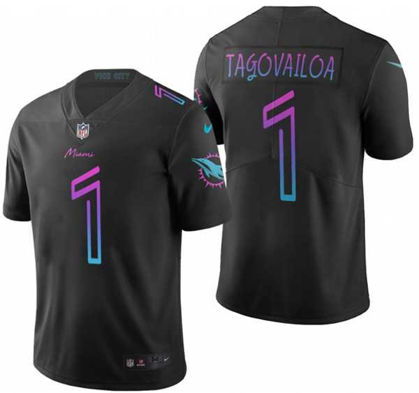 Men%27s Miami Dolphins #1 Tua Tagovailoa black vapor Limited Stitched Jersey Dyin->las vegas raiders->NFL Jersey